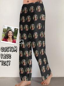 Customized Men's Pajama Pants, Unique & Cozy Photo Printed Sleepwear, Funny Personalized Pants For Men, Ideal Gifts For Boyfriend, Husband, Friends, Personalized Gifts For Anniversaries, Birthdays, Holidays - Black - View 1