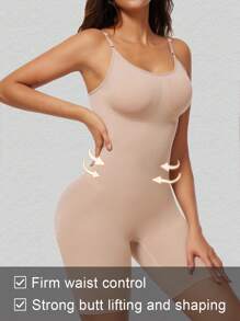 Kvinnor Shapewear One-Piece Jumpsuit, hög elasticitet midjeträning Butt Lifter - Aprikos - Visa 6