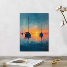1 Pc Chic Sea Boat Canvas Art  Wooden Framed Canvas Painting -  Thickness 2.25cm/1inch,Home Gift Decoration, Room Decoration Aesthetic, Wall Decoration Art, Perfect Gift, Autumn And Winter Wall Decoration, Living Room Decoration, Bedroom Decoration, Kitchen Decoration, Entry Decoration, Bathroom Decoration, Direct Wall Painting, High Quality Wall Painting Poster
