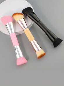Dual-Ended Foundation Contour Brush, Flat Top And Angled Synthetic Bristles For Bronzer Liquid Cream Powder - Multicolor - View 2