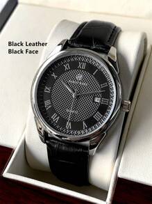 Pablo Raez 1 件男士手表商务腕表，适合男士，不锈钢银色 IPS 表壳，奢华黑色，柔软舒适超细纤维皮革，时尚 40 毫米表盘，罗马刻度，带日期，50 米防水，顶级全新男士石英腕表，运动休闲时钟，馈赠朋友或家人的精美礼物，适合日常生活/工作/派对装饰，正装表，生日礼物 - 黑色 - 查看 14