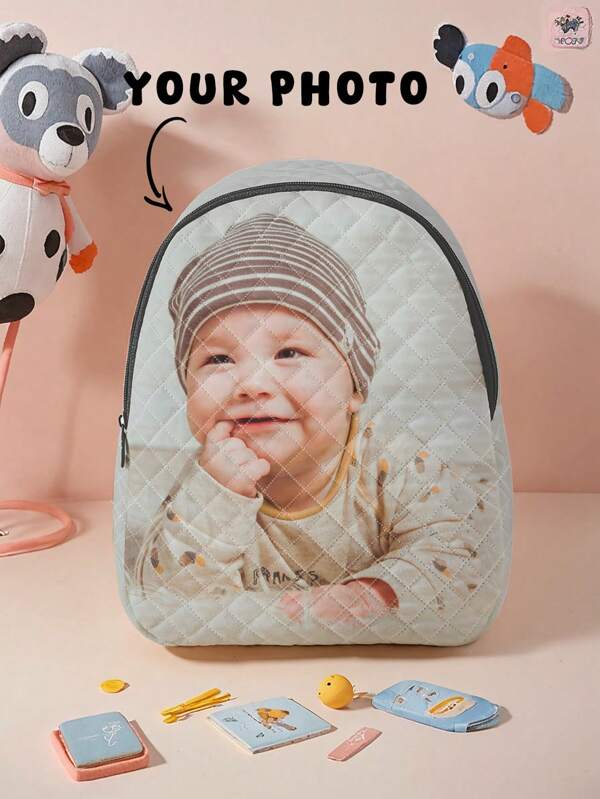 1pc Customizable Rhomboid Backpack, Can Be Customized With Your Unique Design, Suitable For Children And Teenagers, Can Print Your Own Photo Or Friend/Sibling's Photo As A Gift, Multi-Functional, Ornamental, Letter, Stylish, Modern, Colorful, Cute, Adorable, Casual, Custom, Personalized, Unique, Customized, Ideal Gifts For Him, Ideal Gifts For Her