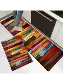 1pc Colorful Geometric Printed Kitchen Mat, Anti-Skid & Washable Rug Suitable For Entrance, Kitchen, Game Room, Dormitory, Teen Room Decoration, Home Kitchen Decor. Beautify Your Room With This Beautiful Colorful Geometric Rug!