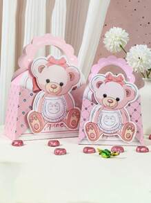 1/5 件 - 婴儿沐浴生日礼物袋，适合男孩和女孩，配有纸巾和卡片气球熊图案，带手柄 - 彩色 - 查看 4