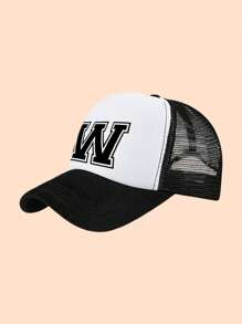 1pc Letter Print Kids Truck Mesh Cap Set, Fashion Foam Mesh Hat For Children, Suitable For Children's Day, Back To School, Daily Wear, Travel Matching - Black and White - View 10