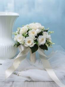 1pc Large Silk Rose Bridal Bouquet, Wedding Bridesmaid Flower Bunch