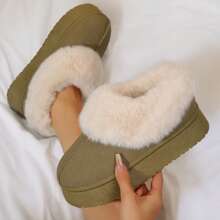 Women's Suede Shearling Slippers - Perfect For Cozy Winter Days - Khaki - View 2