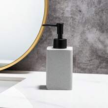 1pc Ceramic Hand Soap Dispenser, Distinctive Stone-Like Appearance, High Quality, Empty Bathroom Shower Gel Pump Bottle, High Aesthetics Matte Black & White Lotion Refill Bottle, Portable Accessories Storage