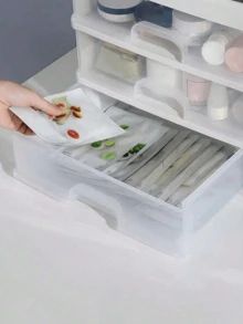 3/2/1层化妆收纳盒，多功能透明抽屉式收纳盒，大容量化妆品展示柜，适用于化妆品，浴室洗漱用品，办公用品收纳，浴室梳妆台，节日礼物，秋冬必备，适合老师，朋友，同学 - 白色 - 查看 8