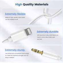 1 个 Lightning 转 3.5 毫米耳机音频转换器适配器兼容 14/13/12/11/XS/XR/X/8/7 和所有 Lightning 设备，适用于车载耳机延长线 Nan MFi 认证 - 白色 - 查看 6