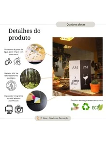 Decorative Frame AM PM Coffee And Wine Kitchen Pantry Gourmet Area Wine Cellar Coffee Corner PMG - 黑色 - 查看 3