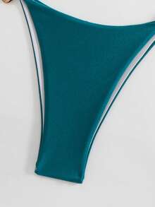 Bikini liền thân phong cách Âu Mỹ gợi cảm mới có khóa cài màu trơn dành cho nữ - màu xanh lá - Xem 4