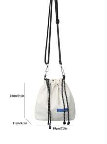 TIANDINGYU Women's Crossbody Bag, Fabric Drawstring Bucket Bag, Casual Street Style Shoulder Bag, Shopping Tote Bag, Large Capacity Japanese Style Bucket Bag, Minimalist Fashion Canvas Bag, Work Commuter Bag
