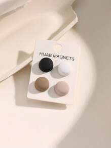 4pcs/12pcs Zinc Alloy Magnetic Buckle, Magnetic Buckle For Headscarf, Strong Magnetic Silk Scarf And Shawl Buckle For Muslims, Round Magnetic Headscarf Pin, Brooch For Ladies, All Season