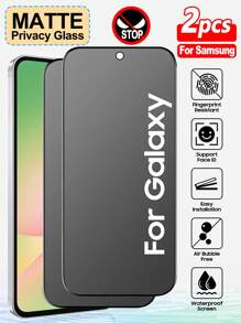 ZYONS [2 件] 磨砂 AG 隐私屏幕保护膜，适用于三星，适用于三星 Galaxy 系列，三星保护膜，防眩光防偷窥防偷窥游戏伴侣，易于安装防摔全覆盖三星屏幕保护膜，精致触感防指纹光滑油，适合生日、家人、朋友的礼物，钢化玻璃，防窥，手机屏幕保护膜，手机配件防水防震防摔防摔防刮