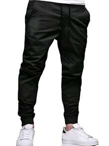 Men's Premium Twill Jogger Pants With Premium Comfort Cuff And Elastic Waistband - Black - 黑色 - 查看 1