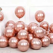 25 Pieces Glitter Rose Gold Balloons, 10 Inch Metallic Rose Gold Balloons For Birthday Wedding Party Decoration Summer Gifts Beach Back To School School Supplies Room Decor