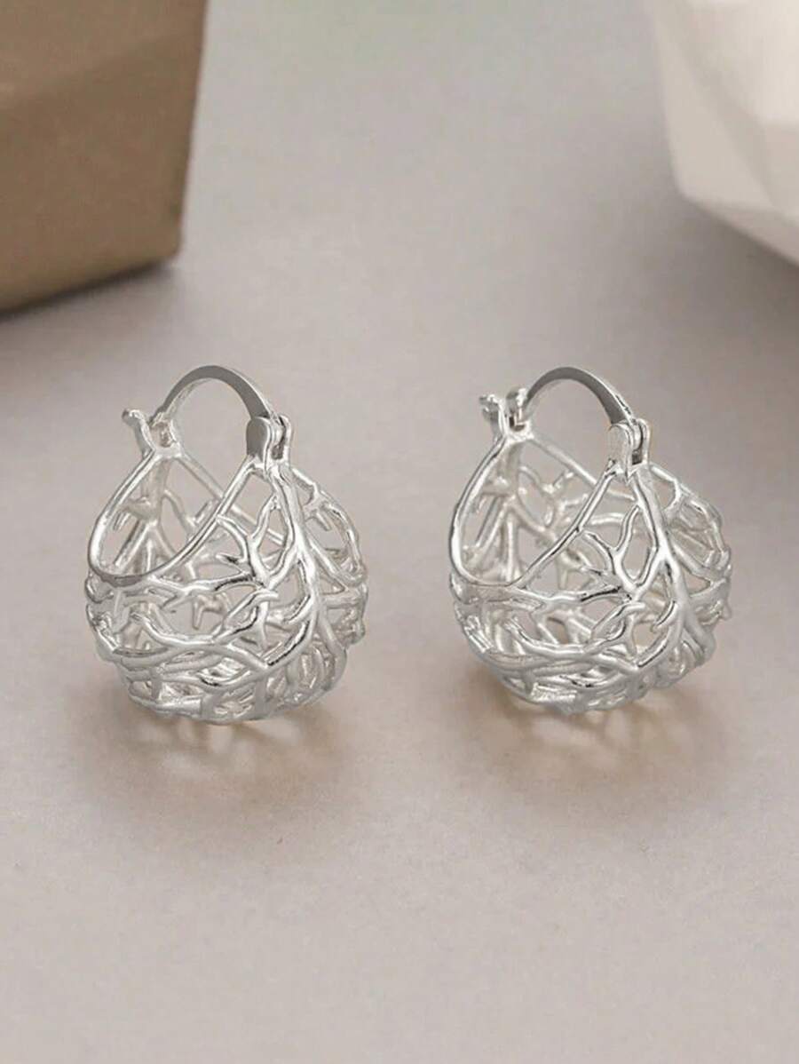 1 Pair Fashionable Hoop Earrings For Girls, Suitable For Daily Wear, Party Jewelry, Birthday Gift