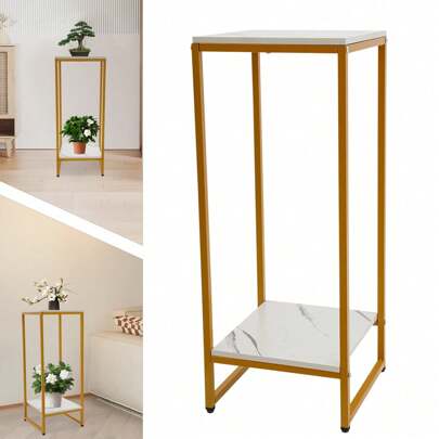 HaroldDol HaroldDol Blumenständer Metallständer für Topfpflanzen Pflanzensäule quadratische dekorative Säule, Goldene Outdoor Dekoration