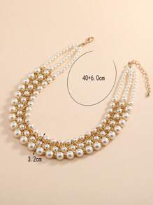 假珍珠串珠分層項鍊