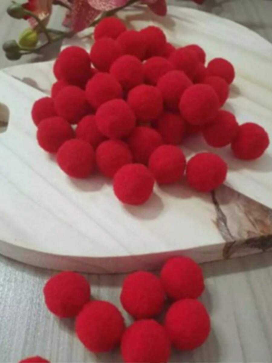 Multicolored Pompom Ball 14 Mm Pack Of 100 Balls - IMT - For Crafts - Rojo - Ver 1