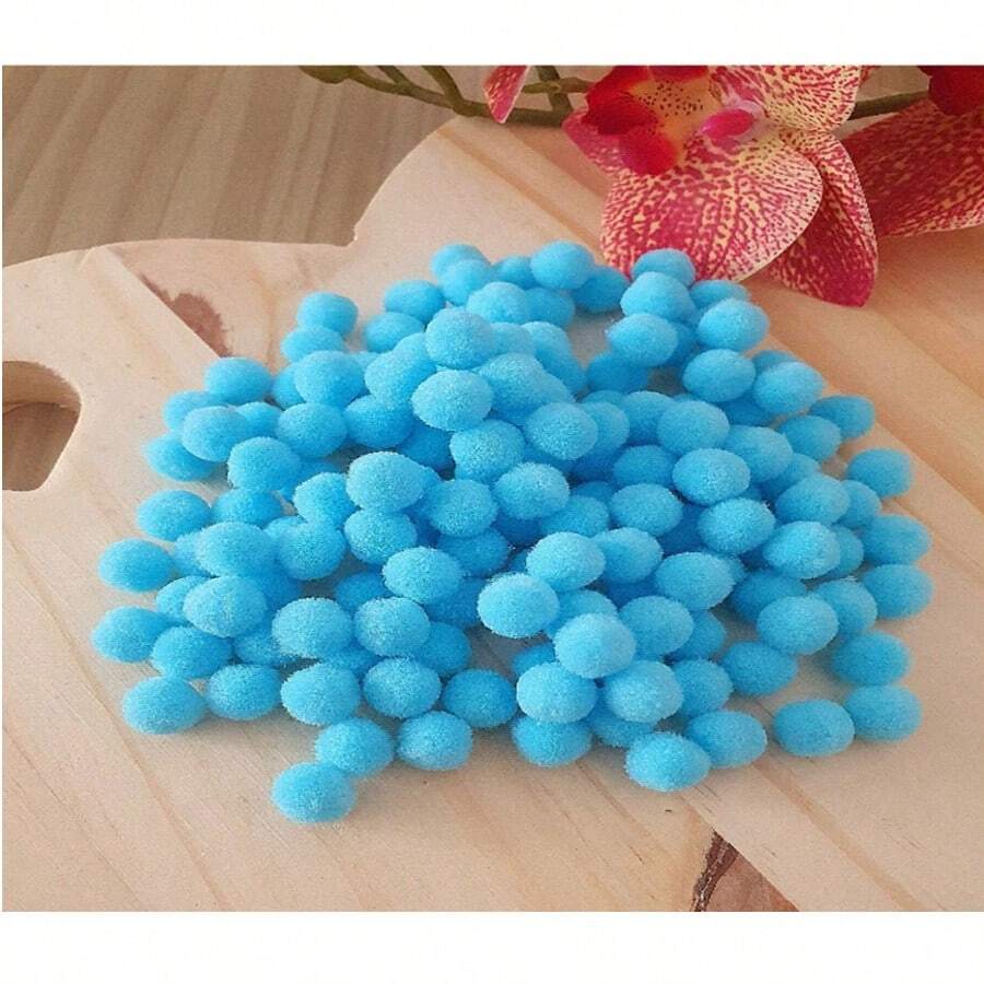 Multicolored Pompom Ball 14 Mm Pack Of 100 Balls - IMT - For Crafts - AZUL CLARO - Ver 1