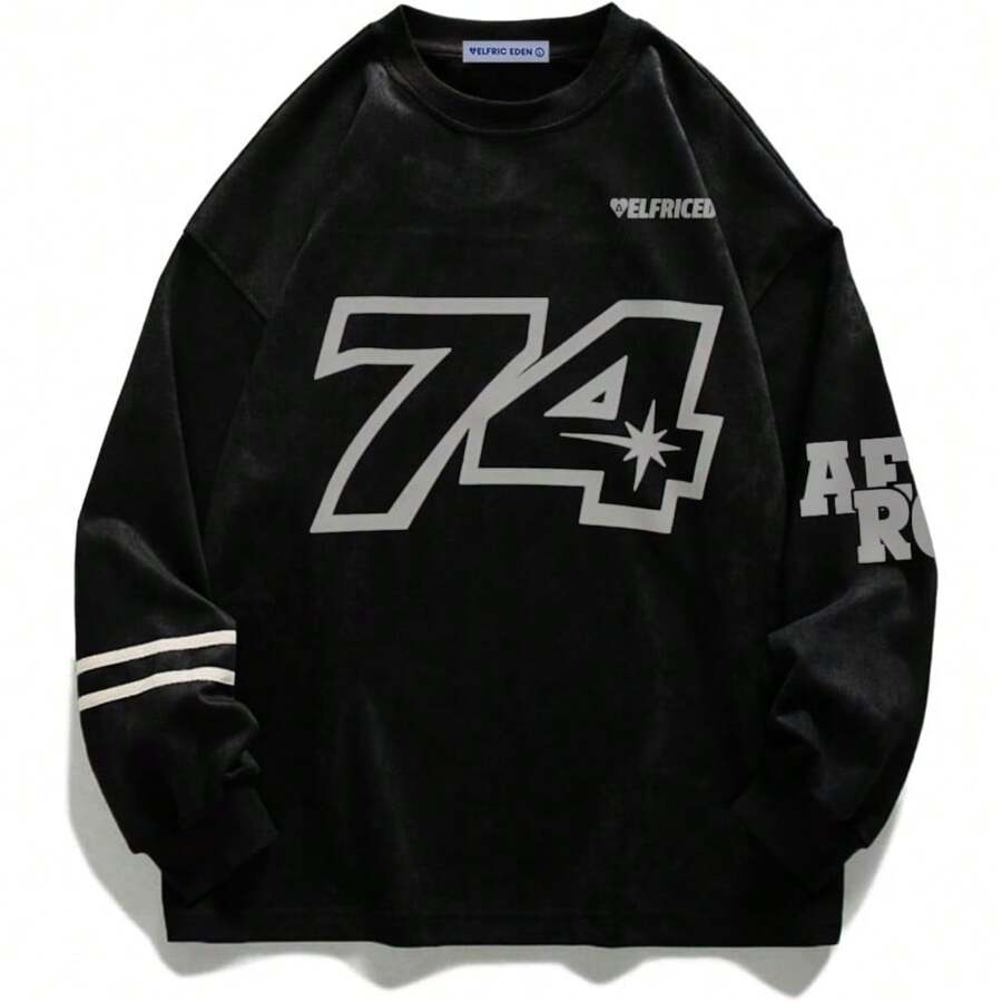 Oversized Crewneck Graphic Hoodie - Black & Red Vintage, Loose Fit Streetwear For Women & Men