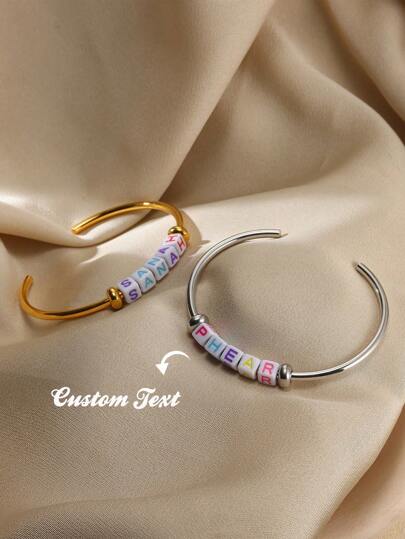 Personalized Name Custom Beaded Bracelet Colorful Beads Initial Letter Customized Bracelet Dopamine Diy Friendship Bracelets Gift For Friend Christmas Gifts