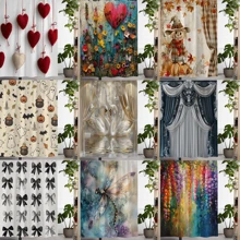 1pc Printed Waterproof Shower Curtain With 12 Plastic Hooks, Machine Washable, Bathroom Partition, Bathtub Curtain, Bathroom Decor Curtain Back To School