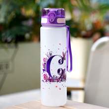 1pc 34OZ/1000ml Durable Outdoor Large Capacity Water Bottle With 26 Letter 3D Printed Rose Pattern, Leak-Proof, One-Click Open Lid, Time & Volume Markings, Suitable For Outdoor Activities, Camping, Fitness, Running, Basketball, School, Gifts For Easter, Independence Day, Mother's Day, Birthday - Multicolor - View 22
