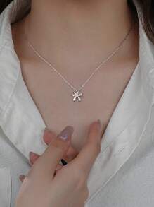 1st Elegante Dame Sieraden Strik Hanger Ketting, 925 Sterling Zilver, Veelzijdig, Sierlijk, Geschikt Voor Dagelijks Gebruik, Feesten En Verjaardagscadeaus