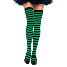 7/8 Fancy Dress Party Colorful Striped Adult Youth Socks - Green - View 1