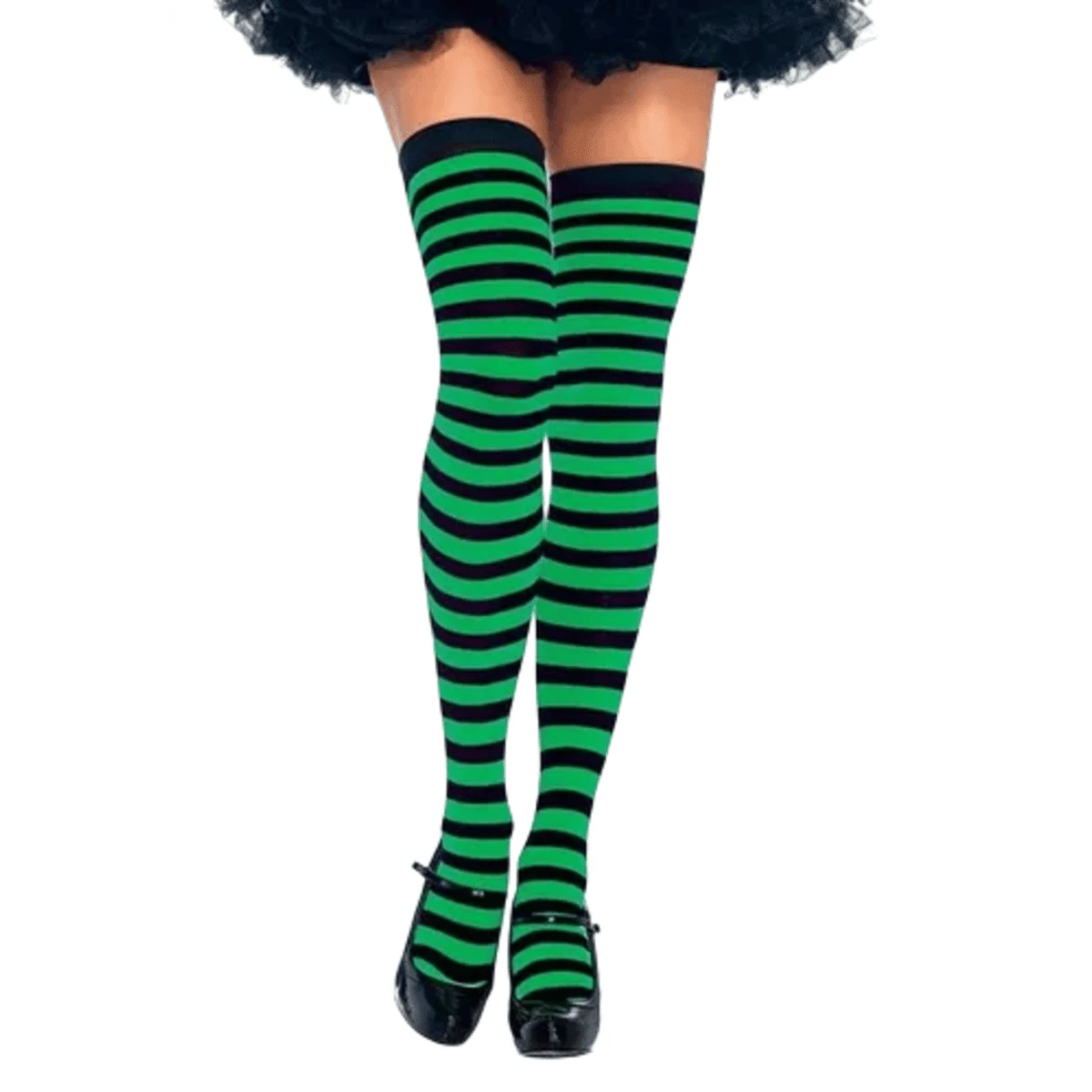 7/8 Fancy Dress Party Colorful Striped Adult Youth Socks - Green - View 1