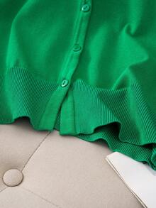 GIGOGOU 夏季薄款女士针织开衫透气短袖女士休闲T恤上衣 - 綠色 - 查看 6