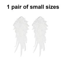 1 对翅膀刺绣领口贴花补丁，蕾丝花刺绣补丁黑白蕾丝贴花天使贴花缝制补丁用于服装缝制婚礼新娘礼服鞋装饰