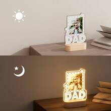 Personalized Gifts For Dad: No.1 Dad Picture Frame Customized Night Light Father-Day Birthday Gifts From Daughter/Son - Warm Color - View 3