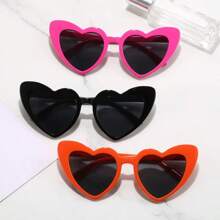 1/2pcs Unisex Red Heart-Shaped Beach Fashion Glasses - Multicolor - View 4