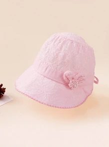 女婴遮阳帽，春夏蕾丝花朵公主风可爱宽檐帽 - 1PC - 查看 9