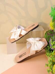 Sandalias planas de moda para niños, nuevas sandalias para niñas para primavera/verano, calzado casual con lazo para niños y niñas mayores para uso al aire libre, sandalias de playa con punta abierta para niñas pequeñas, pantuflas para estudiantes y niños pequeños - Beis - Ver 6
