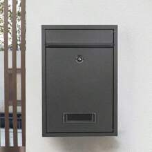 Keyed Wall-Mounted Mailbox Unit] 1pc Lockable Metal Mailbox, Outdoor Wall-Mounted Weatherproof Post Box With Key, Large Capacity For Home And Office Use,Large Steel Lockable Wall Mounted Letter Mail Post Box Postbox Letterbox Mailbox,Post Box Wall Mounted Steel Mail Box Parcel Delivery Box Lockable Letter Weatherproof Post Box With 2 Keys Stylish Letterbox For Keep Your Mail (Black) - Black - View 1