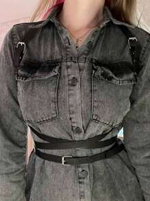 Punk Style Waist Belt Harness Top For Women, Adjustable Elastic Woman Suspender Braces