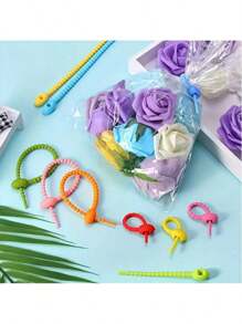 每袋2个/30个/10个 可重复使用的硅胶密封夹、扎带、收纳夹、包裹带、储物架、多用途扎带、拉链头、夹子、食品保鲜夹、耳机收纳盒、收纳袋、旅行配件、移动电源收纳盒、便携式充电器收纳盒、学校/大学耳机收纳盒、线缆整理器、电子产品收纳袋，母亲节、返校季适用