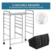 12 Drawers Rolling Storage Cart Multipurpose Movable Organizer Cart Trolley Tools Scrapbook Paper Organizer On Wheels, Black - Multicolor - View 7