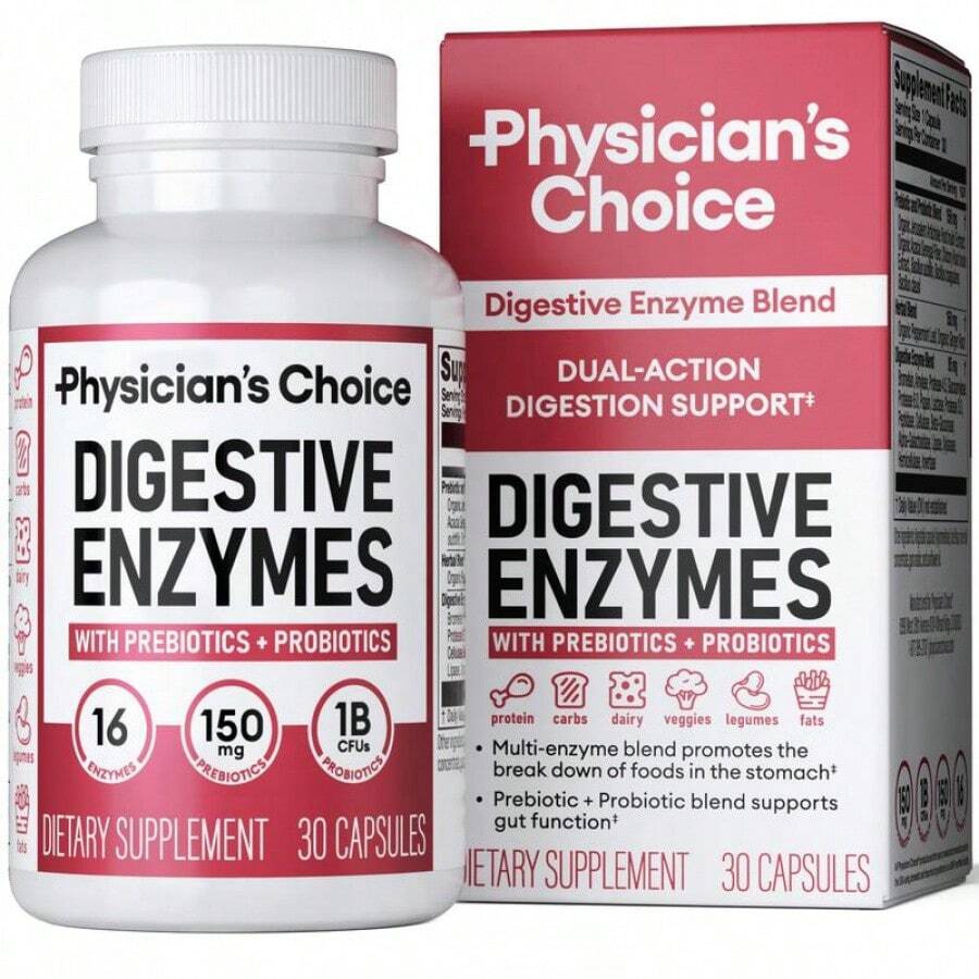 Physician's Choice Digestive Enzymes With Probiotics + Prebiotics - Mealtime Discomfort & Bloating Relief - Multi Support For Digestion & Gut Health-60 CAPSULES - 30 Đếm - Xem 1