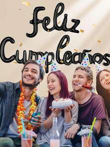 3 件装西班牙铝箔气球，玫瑰金 Feliz Cumpleanos 气球适用于生日派对背景装饰 - 彩色 - 查看 3