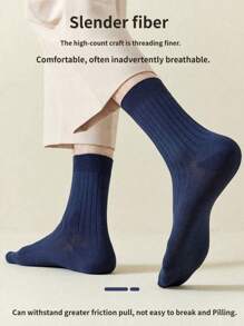 5 pares de meias de tênis masculinas de Lycra de alta elasticidade, respiráveis e resistentes a odores, de mistura aleatória, até a panturrilha, adequadas para uso diário, outono