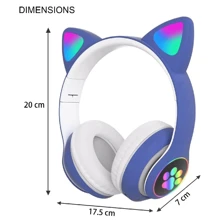 Kids Children Headphones Wireless Bluetooth Headset LED Lights Cat Ear Earphone