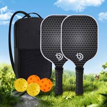 1 Set Of Carbon Fiber Pickleball Paddles: Outdoor Sports Equipment With Honeycomb Design - Includes 2 Paddles, 4 Balls, And A Carrying Bag