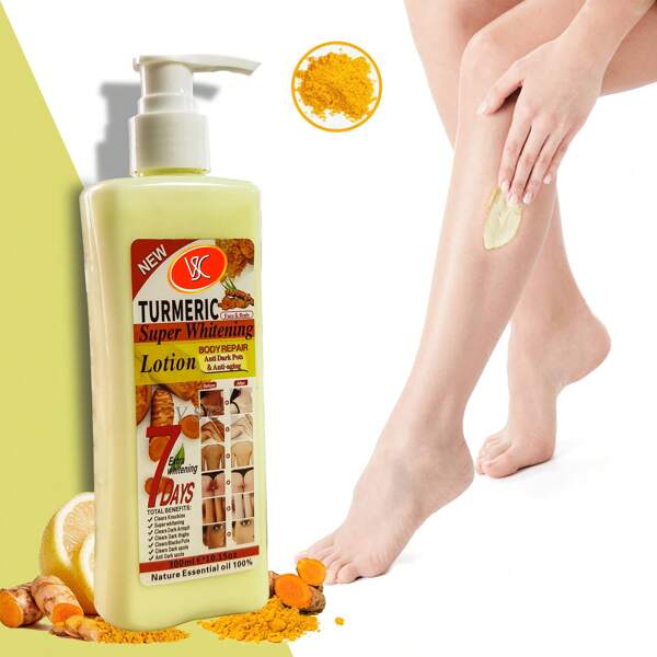 300ml Loción hidratante de cúrcuma - Sin alcohol, contiene glicerina y ácido hialurónico, apto para todo tipo de pieles, hidrata profundamente y reafirma