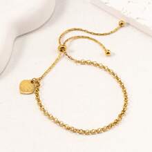 1 件时尚不锈钢锆石三叶草和心形手链，椭圆形手镯适合女性日常佩戴 - 多色 - 查看 11